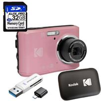 Fotoaparatas Kodak Pixpro FZ55 rožinis, SD kortelė 32GB, skaitytuvas, dėklas