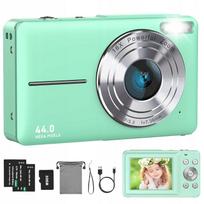 Skaitmeninis fotoaparatas HD 1080P 44 MP 16x su 2 akumuliatoriais ir 32GB atminties kortele, žalias