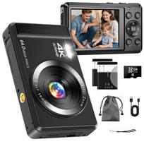 Skaitmeninis fotoaparatas 64MP, 4K vaizdo įrašai, 16x priartinimas, AntiShake, 32GB, 2.8 ekranas