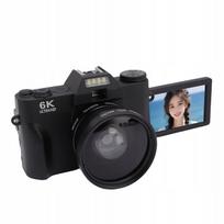 Skaitmeninis fotoaparatas 64 MP, 16x priartinimas, 6K Ultra HD, su automatinio fokusavimo ir pasukamu ekranu