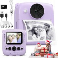 Vaikiškas skaitmeninis fotoaparatas, 1080P, 32G, violetinis