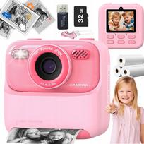 Vaikiškas momentinis fotoaparatas 32GB 1080P, MP3 grotuvas, rožinis