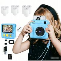 Vaikiškas momentinis fotoaparatas su spausdintuvu, 32GB kortele ir 8 ritinėliais
