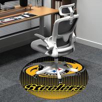 Pittsburgh Steelers Kėdės Kilimėlis - Apvalus Kilimas Namų Dekoro, Biuro Naudojimo, Svetainės 80cm black