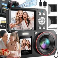 Skaitmeninis fotoaparatas 4K 64MP, 18x priartinimas, 2 baterijos, 64GB PL kortelė