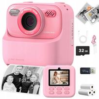 Vaikiškas momentinis skaitmeninis fotoaparatas, 2 spausdinimo režimai, 32GB, 3 ritinėliai
