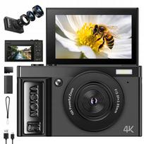 Skaitmeninis 4K fotoaparatas su pasukamu ekranu, juodas