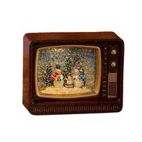 Christmas -Music Box With Falling Snow Tv Night Light Ornaments Christmas Decor Drifting Snow Lights, Atmosphere Decoration black
