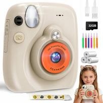 Vaikiškas momentinis fotoaparatas su 16x priartinimu, 32GB atmintimi, 5 mini žaidimais, LCD