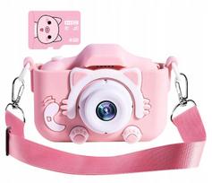 Vaikiškas skaitmeninis fotoaparatas Pink Kitten su 4GB kortele