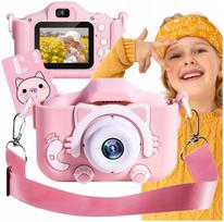 Vaikiškas skaitmeninis fotoaparatas su 4GB kortele, rožinis