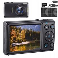 Mini skaitmeninis fotoaparatas 4K 64MP su fokusavimu ir 32GB kortele juodas