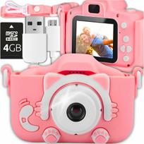 Vaikiškas skaitmeninis fotoaparatas KITTEN Full HD 3MPX su 4GB kortele