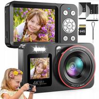 Kompaktiškas skaitmeninis fotoaparatas CCD 64MP LCD su antivibracine sistema ir 64GB atmintimi