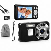 Skaitmeninis fotoaparatas 4K 64MP 18x priartinimas 2,8 colių ekranas 32GB kortelė juodas