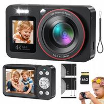 Skaitmeninė 4K 64MP kamera su stabilizacija, 18x priartinimu, 64GB