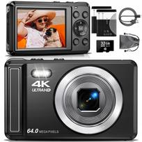 Skaitmeninis fotoaparatas 4K 64MP 16x priartinimas juodas +32GB