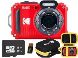 Fotoaparatas Kodak WPZ2 raudonas, su 32GB TF kortele, kortelių skaitytuvu ir dėklu