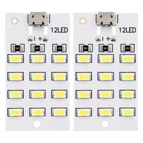 LED plokštė 5730 SMD Micro USB 12 diodų 5V šaltai balta šviesa