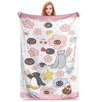 Pin-gu pliušinis pledas Vaikams Hi flanelinis patalynės užtiesalas Sofai lovai Šiltas minkštas Custom DIY kokybės patalynės užtiesalas Gimtadienio dovana Size: 75*100cm, Weight: 230 GSM white