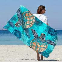 Extra-Large Beach Towel with Vibrant Sea Turtle Ocean Print Ultra-Soft Quick-Dry Microfiber Multipurpose Suitable for Yoga Towel 70X150cm blue