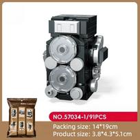 Retro camera building blocks mini movie machine assembly model commemorative collection hand-made ornaments children's toys gray