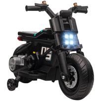 Elektrinis motociklas vaikams 3-5 metams iš PP ir metalo su pagalbiniu ratuku, garsiniu signalu ir muzika, 86x44x58 cm, juodas 86 x 44 x 58 cm