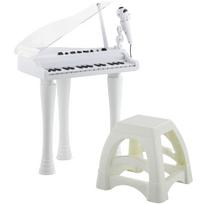 32 klavišų vaikiškas pianino klaviatūra, su kėdute, šviesomis, mikrofonu, garsais, nuimamomis kojomis - Balta 37 x 30.5 x 60.4 cm