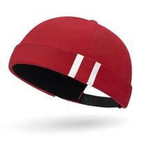 New Adjustable Brimless Hat Vintage Solid Color Docker Cap Cotton Beanie Bonnet Unisex raudona