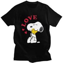 2025 m. Nauji madingi miesto stiliaus „Snoopy“ marškinėliai, vyriški mieli trumpomis rankovėmis marškinėliai, unikalūs drabužiai, moterims, vyriški viršutiniai drabužiai poroms XXXXXL juoda