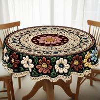 Vintage Floral-themed Tablecloth,vibrant Colors with a Low-key Luxury Floral Pattern,suitable for Rectangular and Round Dining Tables, Home Kitchen Round-90X90cm black