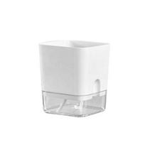 Self Watering Planter Square Flower Pot with Water Reservoir Wick Rope Modern Plant Pot for Indoor Desk Home Decor S white