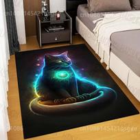 Multiple sizes Glowing mystical cat Carpet for Living Room Bedroom Sofa Home Decor Rug Non-slip Floor Mat Luxury Gift 40cm x 60cm white