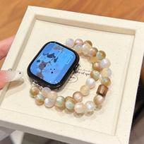 Compatible Watch Strap for Xiaomi 10 Smart Band, Huawei GT6, and Apple iWatch 11 - 89Pro Elastic Cat's Eye Design Self-Measured 18mm beige