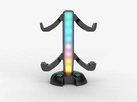 Daugiafunkcinis įkrovimo stovas P5 Dualsense valdikliui su reguliuojamu RGB apšvietimu ir dvigubo įkrovimo funkcija juoda