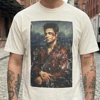 Fight Club Tshirt, Tyler Durden Mona Lisa Shirt: Brad Pitt Cult Movie Cotton Tee 2XL gray