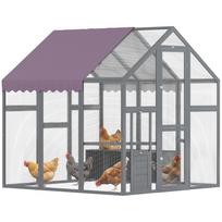 Didelis praeinamas vištidės aptvaras su vandeniui ir UV spinduliams atspariu uždangalu, 6-8 vištoms, sodui, ūkiui, 5,5' x 6' x 6' 426.72 x 464.82 x 462.28 cm pilka