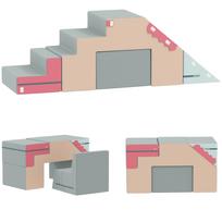 2 dalių minkštų žaidimų kaladėlių rinkinys mažyliams, dirbtinė oda, putplastis, skirtas laipiojimui, statymui, žaidimams, spalvingas 131 x 39 x 44 cm