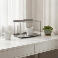 Stalviršio laikymo lentyna Dvigubo aukšto Nerūdijančio plieno Vertikalus erdvę taupantis organizatoriaus stovas Folded Edge Arc gray