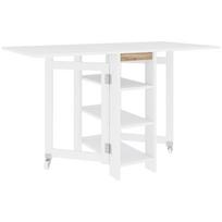 Virtuvės stalas sulankstomas nuimamas valgomojo stalas 3 lentynos 2 nuleidžiami šonai modernus dizainas 120 x 60 x 75 cm baltas 120 x 60 x 75 cm