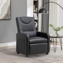 TV fotelis su atrama kojoms, recliner, svetainės sofa su atrama kojoms, recliner kėdė, lounger, juoda PU 76.5 x 67.5 x 95.5 cm juoda