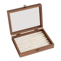 Velvet Material Solid Wood Jewelry Box Walnut Color Earrings Bracelet Holder  Ring Display Beige C white