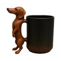 Rankų darbo buldogų puodelis su šuniuko dizainu Šunų mylėtojams Gėrimo indai 3D gyvūno puodelis Namų dekoravimui Style 2 black