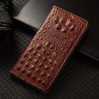 Atverčiamas dėklas OPPO Reno 15 15F Reno15 Pro Max 5G, natūralios odos, magnetinis dangtelis, karvės odos, 3D krokodilo nagų piniginės dėklai For Reno15 brown