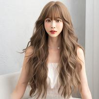 Women’s Fashion Full Cap Long Wavy Curly Wig Fluffy Natural Looking Synthetic Full Wig with Bangs ruda