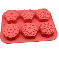 6 ertmių snaigės formos silikoninė forma muilams gaminti 3D paprasta muilo forma DIY rankų darbo muilas pyragas sausainiai forma muilų gamyba A red