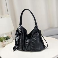 Steampunk Women's Shoulder Bags, Y2K Hot Girl Skull Rivet Storage Handbags Purse, Rock Riding Trend Decorative Crossbody Bag juoda