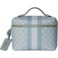 Gucci Cosmetic bag Ophidia Removable bellman ID tag with zipper closure, canvas and leather piping, portable travel makeup storage bag, medium size mėlyna