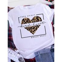 Brave Soul L American Retro Letters Love White T-shirt Women Short Sleeve Round Neck Loose Large Size Casual Top Oversized S white