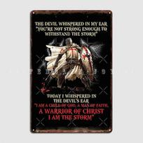 Knight Templar A Warrior Of Christ I Am The Storm Metal Plaque Poster Wall Pub Club Bar Create Wall Decor Tin Sign Poster 20X30CM black
